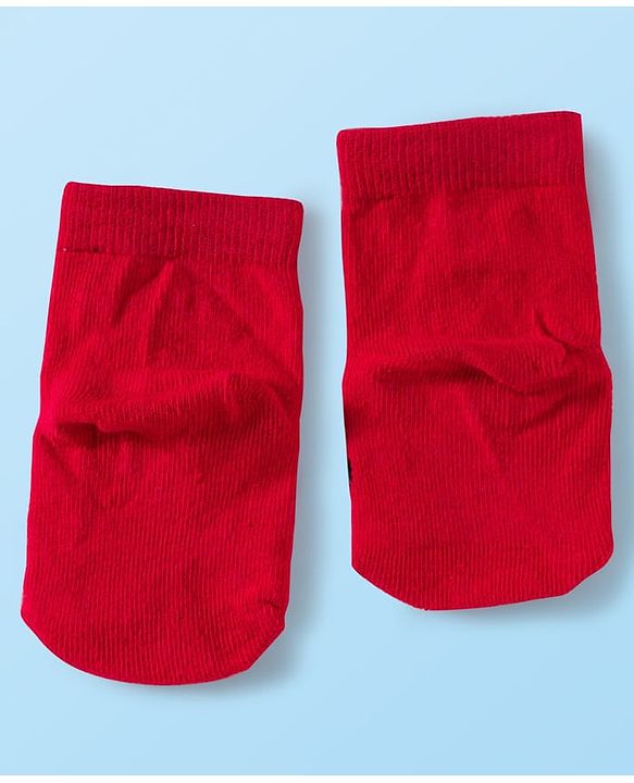 Cute Walk by Babyhug Disney Knit Ankle Length Antibacterial Socks with Minnie Mouse Graphic Pack of 5 - Red White & Navy Blue