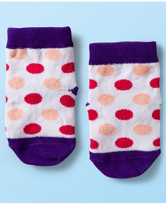 Cute Walk by Babyhug Disney Knit Ankle Length Antibacterial Socks with Minnie Mouse Graphic Pack of 5 - Red White & Navy Blue