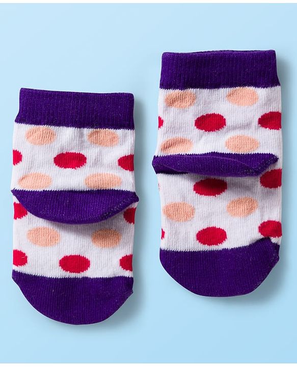 Cute Walk by Babyhug Disney Knit Ankle Length Antibacterial Socks with Minnie Mouse Graphic Pack of 5 - Red White & Navy Blue