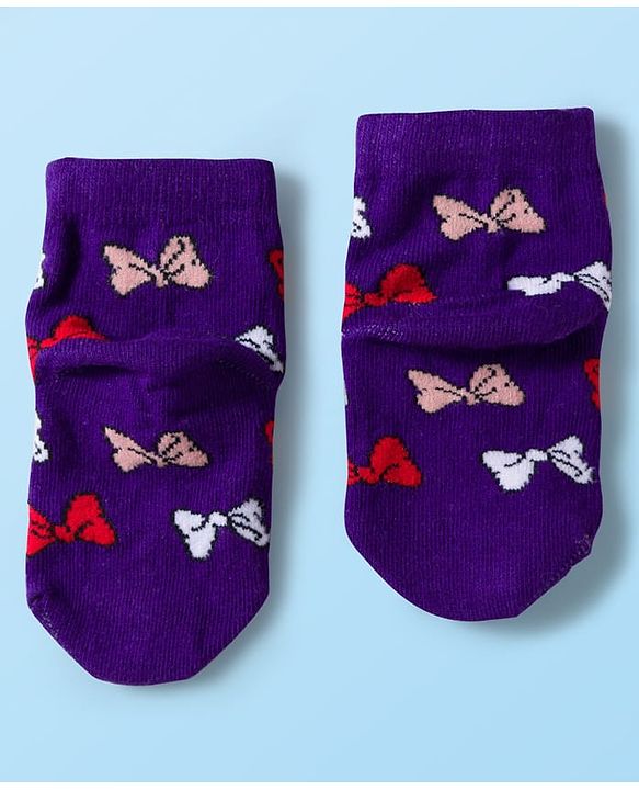 Cute Walk by Babyhug Disney Knit Ankle Length Antibacterial Socks with Minnie Mouse Graphic Pack of 5 - Red White & Navy Blue