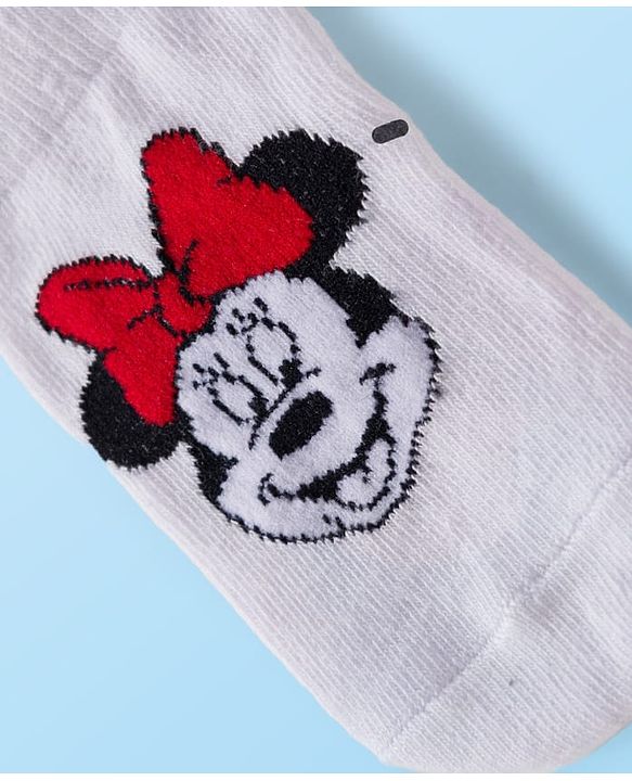 Cute Walk by Babyhug Disney Knit Ankle Length Antibacterial Socks with Minnie Mouse Graphic Pack of 5 - Red White & Navy Blue