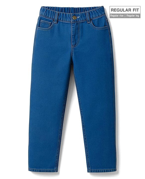 Pine Kids Denim Woven Full Length Washed Jeans - Blue