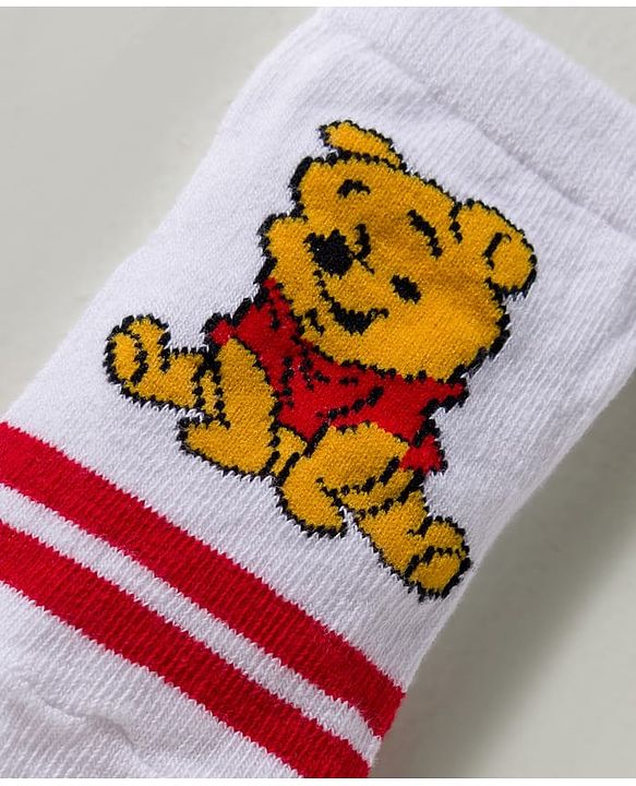 Cute Walk by Babyhug Disney Knit Ankle Length Antibacterial Socks with Winnie the Pooh Graphic Pack of 3 - White Yellow & Grey