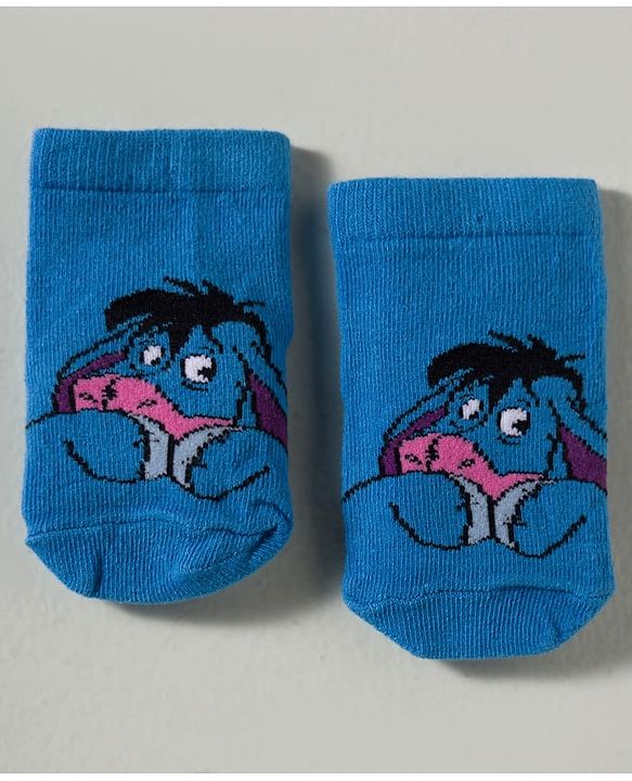 Cute Walk by Babyhug Disney Knit Ankle Length Antibacterial Socks with Winnie the Pooh Graphic Pack of 3 - Blue Yellow & Red
