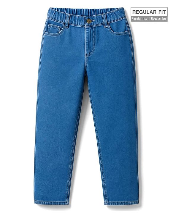 Pine Kids Denim Woven Full Length Washed Jeans - Blue
