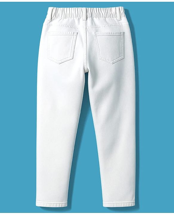 Pine Kids Denim Woven Full Length Washed Jeans - White