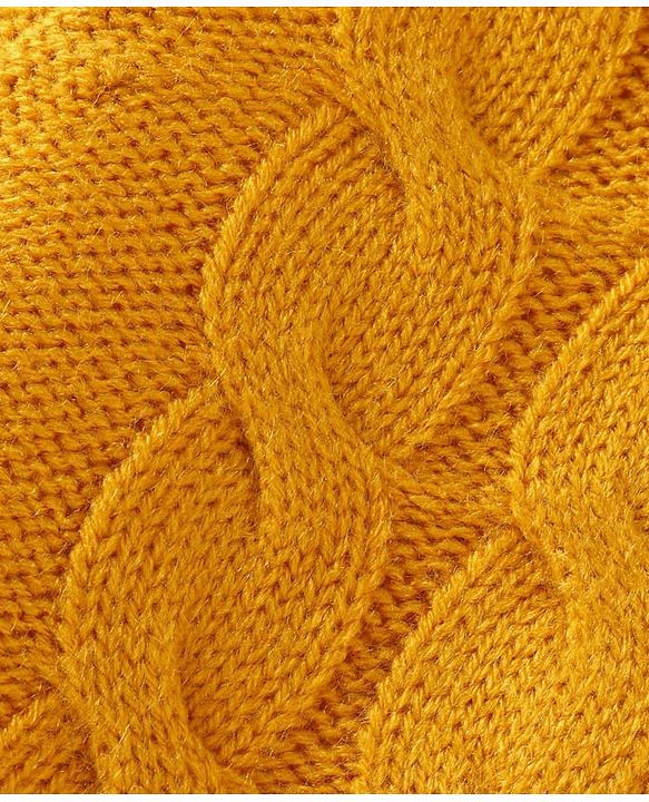 Babyhug Knit Full Sleeves Hooded Front Open Sweater with Cable Knit Design & Ear Applique - Mustard