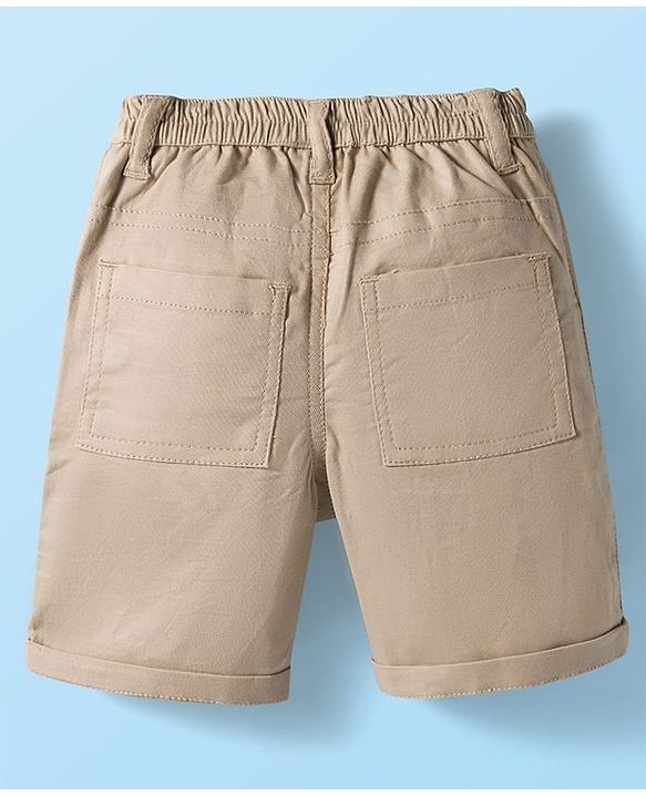 Babyhug Cotton Woven Half Sleeves Shirt & Shorts Set with Waistcoat & Leave Print - Tan & Beige