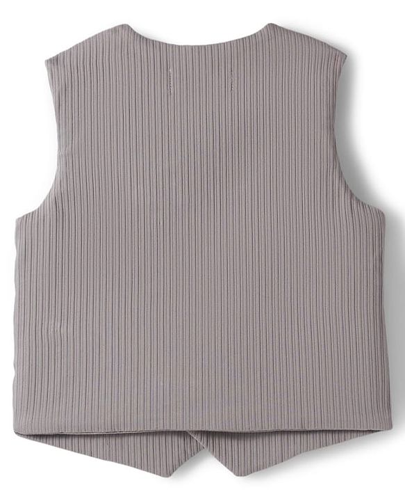 Babyhug Cotton Woven Half Sleeves Solid Color Shirt & Shorts Set with Waistcoat & Bow - Grey & Pink
