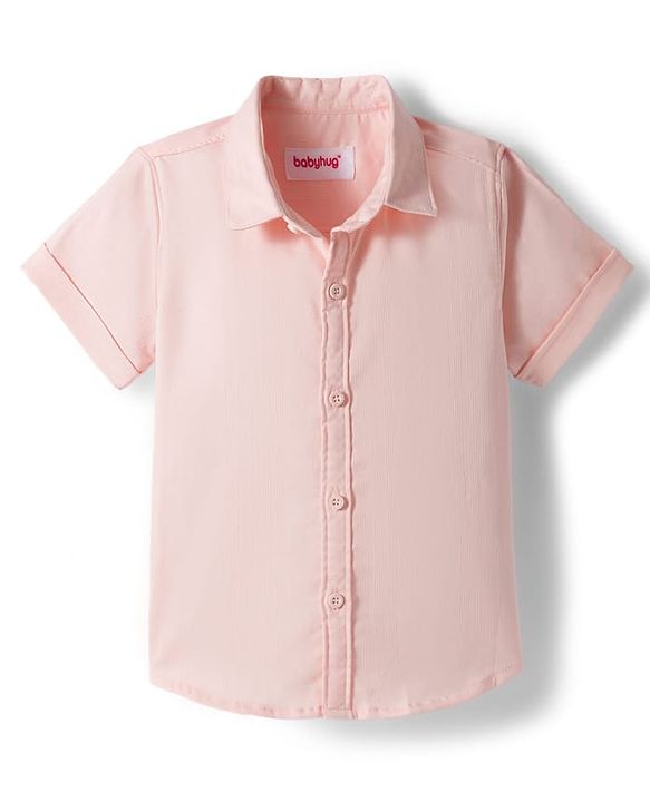 Babyhug Cotton Woven Half Sleeves Solid Color Shirt & Shorts Set with Waistcoat & Bow - Grey & Pink