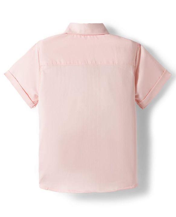 Babyhug Cotton Woven Half Sleeves Solid Color Shirt & Shorts Set with Waistcoat & Bow - Grey & Pink