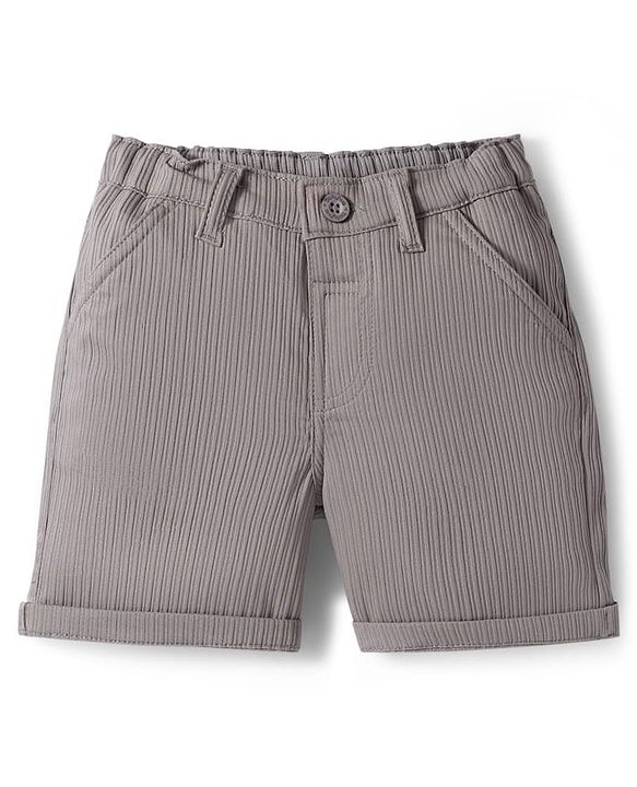 Babyhug Cotton Woven Half Sleeves Solid Color Shirt & Shorts Set with Waistcoat & Bow - Grey & Pink