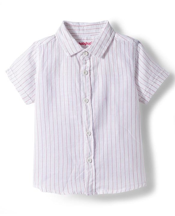 Babyhug Cotton Woven Half Sleeves Solid Color Front-Button Shirt Jacket & Shorts Set - Pink & White
