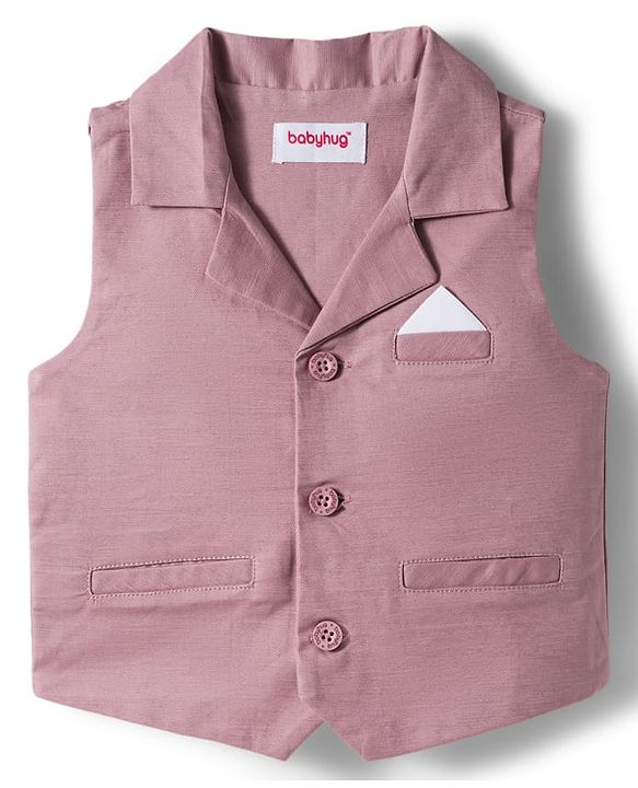 Babyhug Cotton Woven Half Sleeves Solid Color Front-Button Shirt Jacket & Shorts Set - Pink & White
