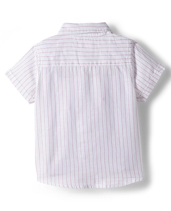 Babyhug Cotton Woven Half Sleeves Solid Color Front-Button Shirt Jacket & Shorts Set - Pink & White