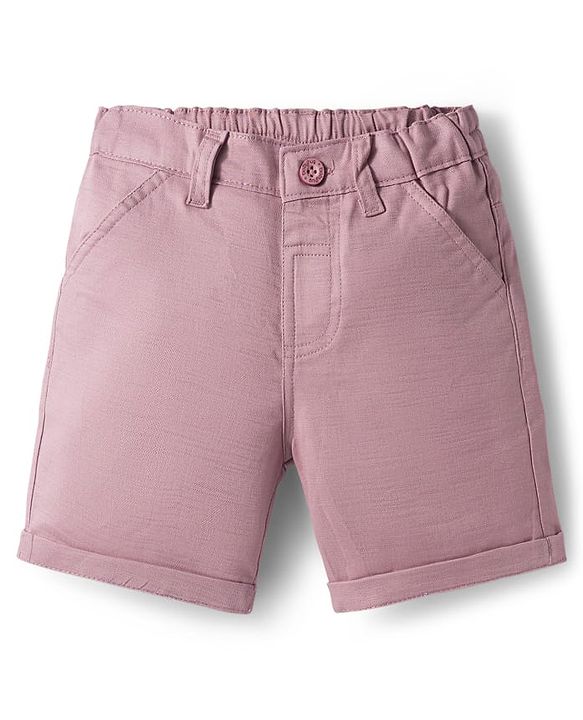 Babyhug Cotton Woven Half Sleeves Solid Color Front-Button Shirt Jacket & Shorts Set - Pink & White