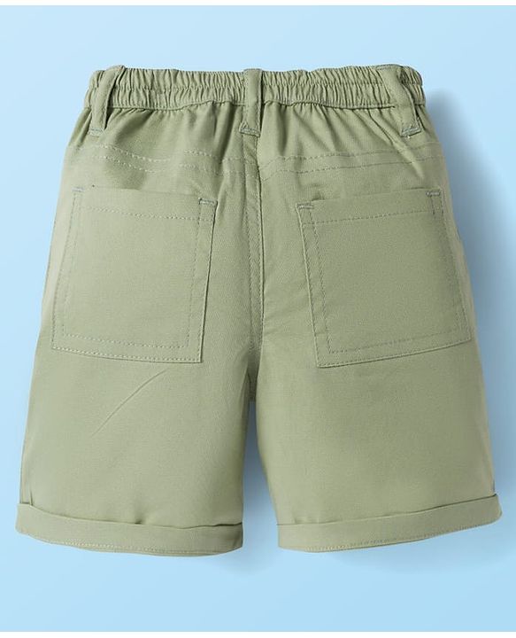 Babyhug Cotton Woven Half Sleeves Striped Shirt & Shorts Set with Jacket & Bow - Beige & Light Green