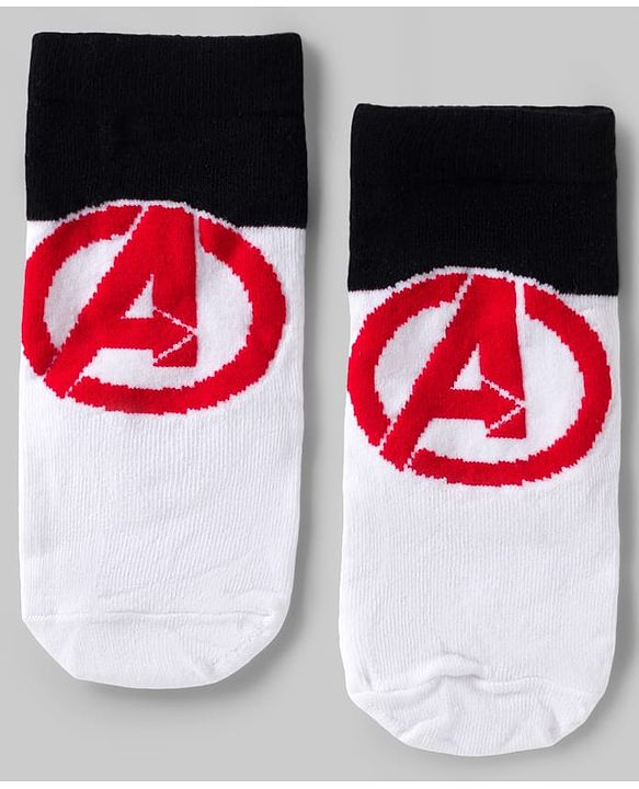 Pine Kids Marvel Knit Ankle Length Antibacterial Socks with Avengers Graphic Pack of 5 - White Yellow & B Lue