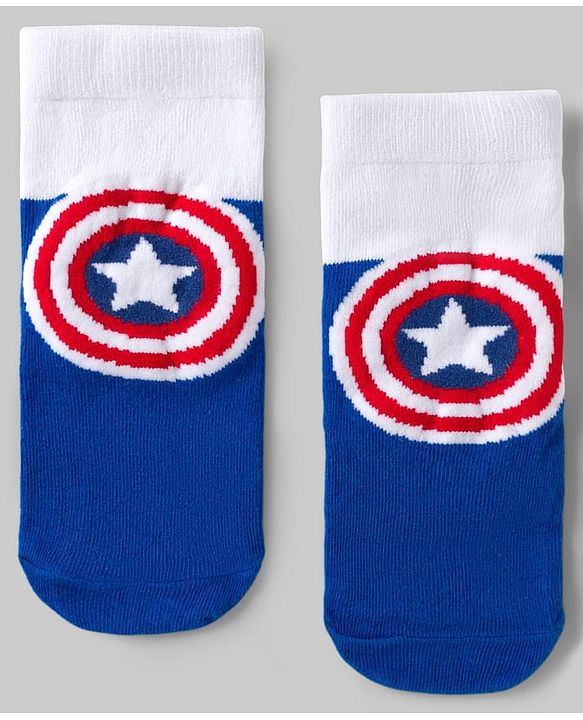 Pine Kids Marvel Knit Ankle Length Antibacterial Socks with Avengers Graphic Pack of 5 - White Yellow & B Lue