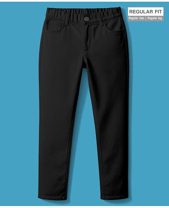 Pine Kids Denim Woven Full Length Washed Jeans - Black
