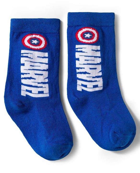 Pine Kids Marvel Knit Ankle Length Antibacterial Socks with Avengers Graphic Pack of 3 - Navy Blue White & Red