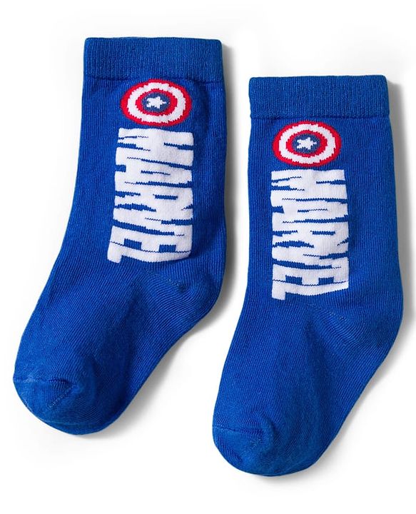 Pine Kids Marvel Knit Ankle Length Antibacterial Socks with Avengers Graphic Pack of 3 - Navy Blue White & Red