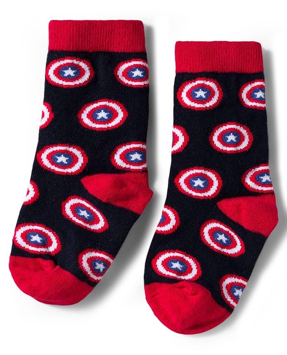 Pine Kids Marvel Knit Ankle Length Antibacterial Socks with Avengers Graphic Pack of 3 - Navy Blue White & Red