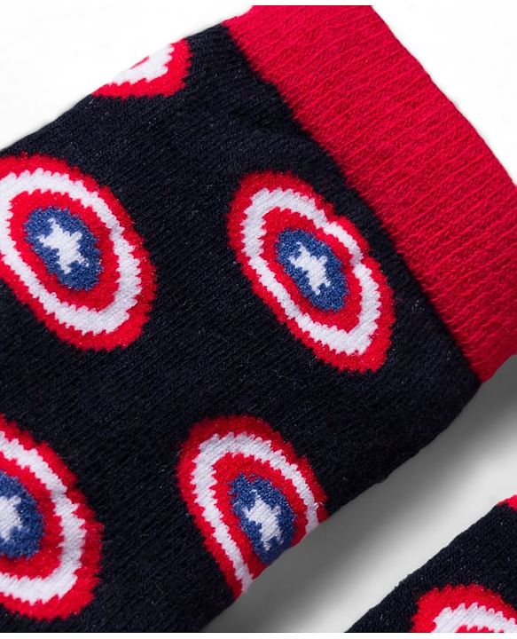 Pine Kids Marvel Knit Ankle Length Antibacterial Socks with Avengers Graphic Pack of 3 - Navy Blue White & Red