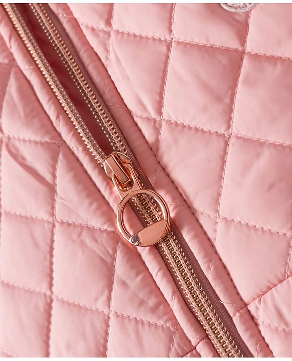 Babyhug Woven Full Sleeves Solid Color Hooded Quilted Jacket - Pink