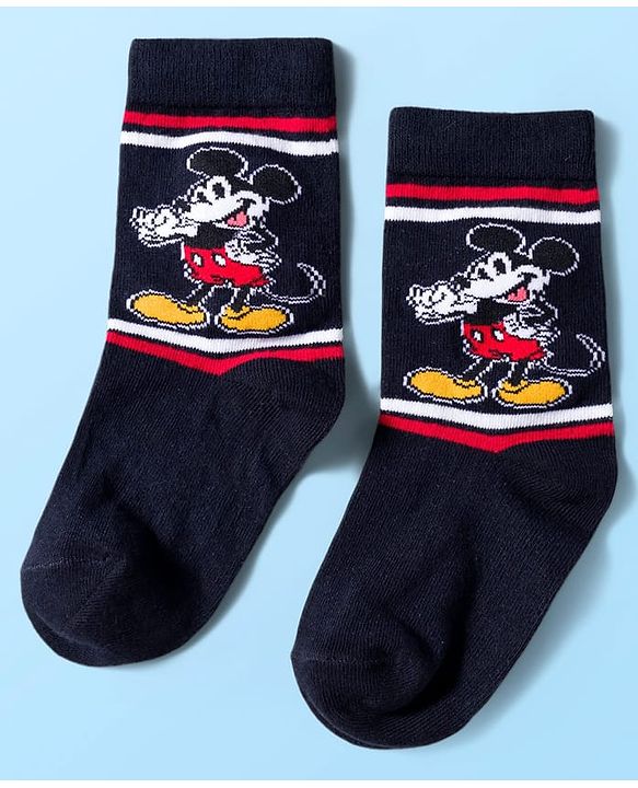 Pine Kids Disney Knit Ankle Length Anti-Bacterial Socks with Mickey Mouse Graphic Pack of 3 - Red & White