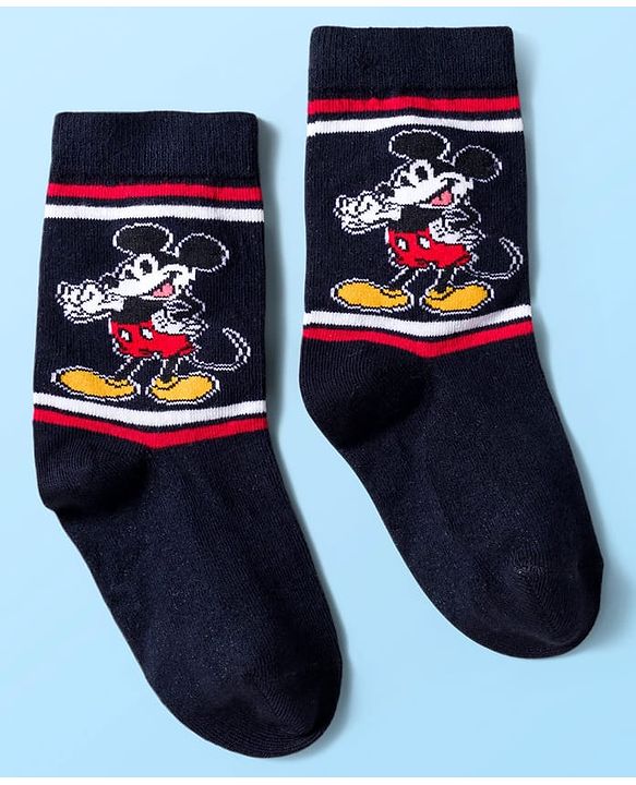 Pine Kids Disney Knit Ankle Length Anti-Bacterial Socks with Mickey Mouse Graphic Pack of 3 - Red & White
