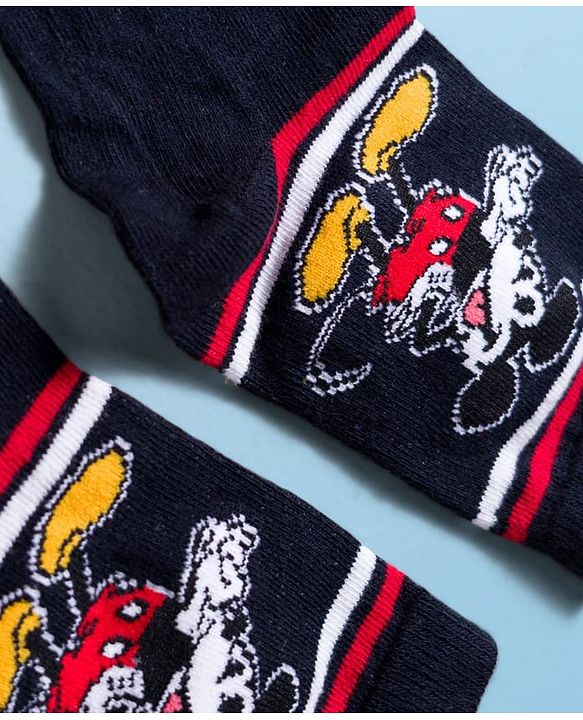 Pine Kids Disney Knit Ankle Length Anti-Bacterial Socks with Mickey Mouse Graphic Pack of 3 - Red & White