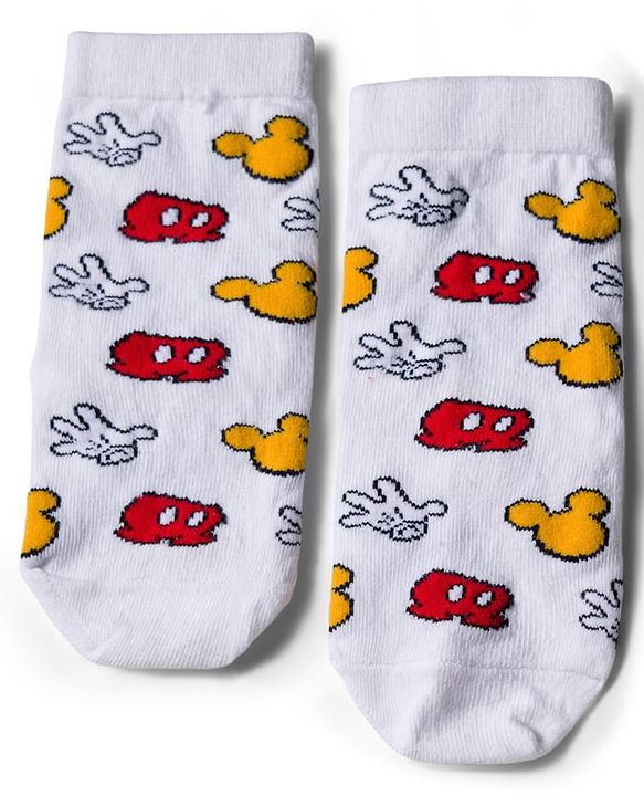 Pine Kids Disney Knit Ankle Length Antibacterial Socks with Mickey Mouse Graphic Pack of 5 - Grey Red & White