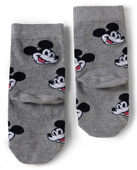 Pine Kids Disney Knit Ankle Length Antibacterial Socks with Mickey Mouse Graphic Pack of 5 - Grey Red & White