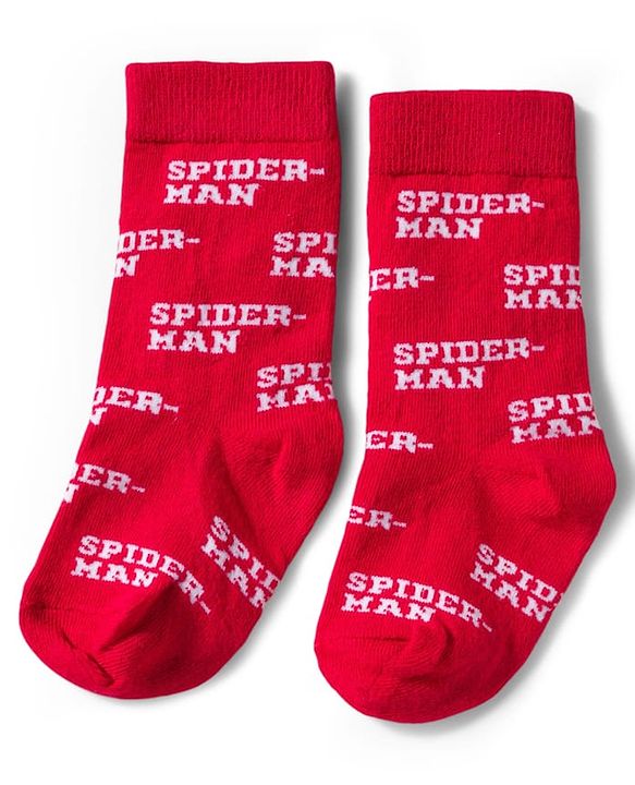Pine Kids Marvel Knit Ankle Length Antibacterial Socks with Spider-Man Graphic Pack of 3 - Red Black & White