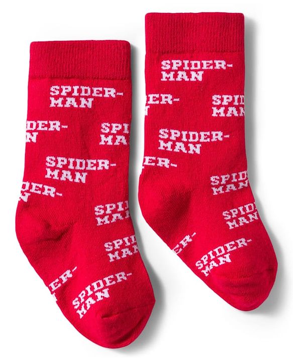 Pine Kids Marvel Knit Ankle Length Antibacterial Socks with Spider-Man Graphic Pack of 3 - Red Black & White