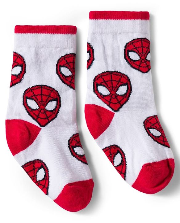 Pine Kids Marvel Knit Ankle Length Antibacterial Socks with Spider-Man Graphic Pack of 3 - Red Black & White