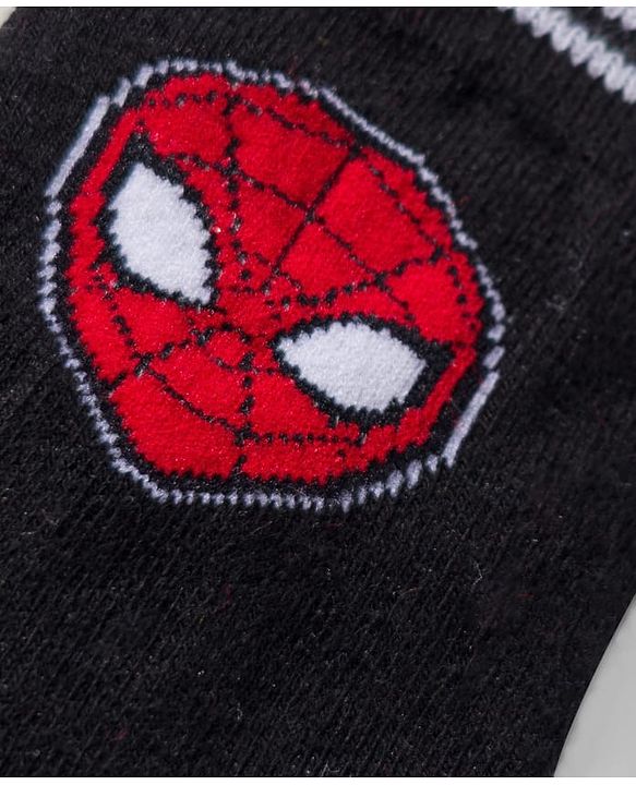 Pine Kids Marvel Knit Ankle Length Antibacterial Socks with Spider-Man Graphic Pack of 3 - Red Black & White