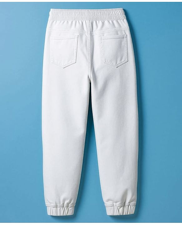 Pine Kids Denim Woven Full Length Washed Jeans - White