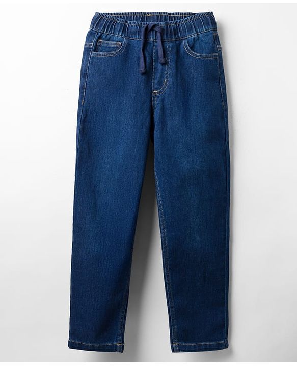 Pine Kids Denim Woven Full Length Solid Color Washed Jeans  - Blue