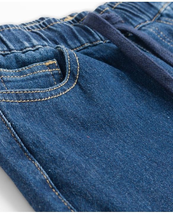 Pine Kids Denim Woven Full Length Solid Color Washed Jeans  - Blue