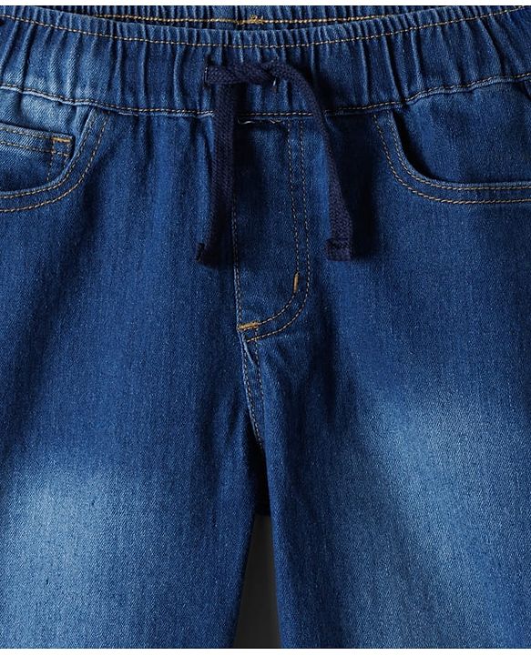 Pine Kids Denim Woven Full Length Solid Color Washed Jeans  - Blue