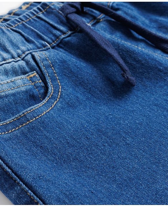 Pine Kids Denim Woven Full Length Solid Color Washed Jeans  - Blue