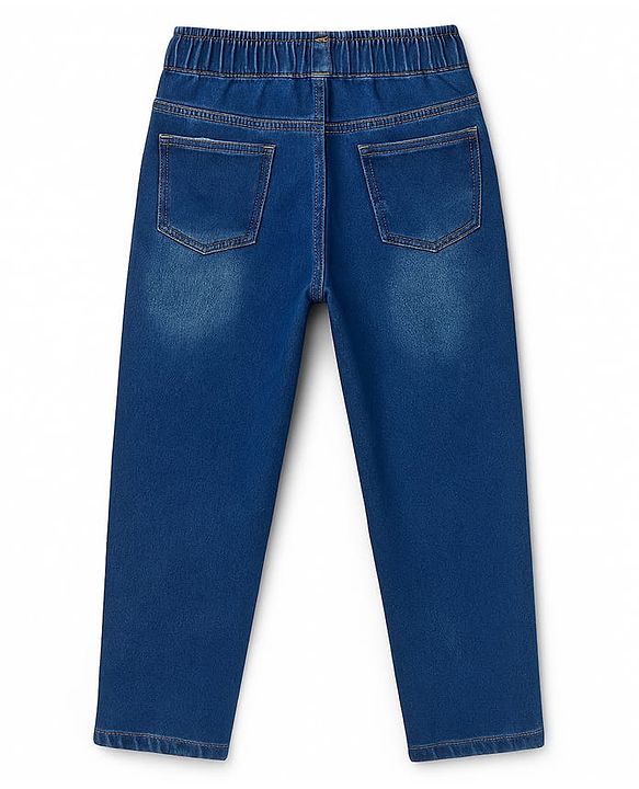 Pine Kids Denim Woven Full Length Solid Color Washed Jeans  - Blue