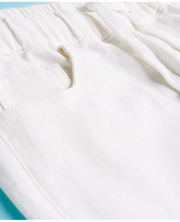 Pine Kids Denim Woven Full Length Solid Color Washed Jeans  - White