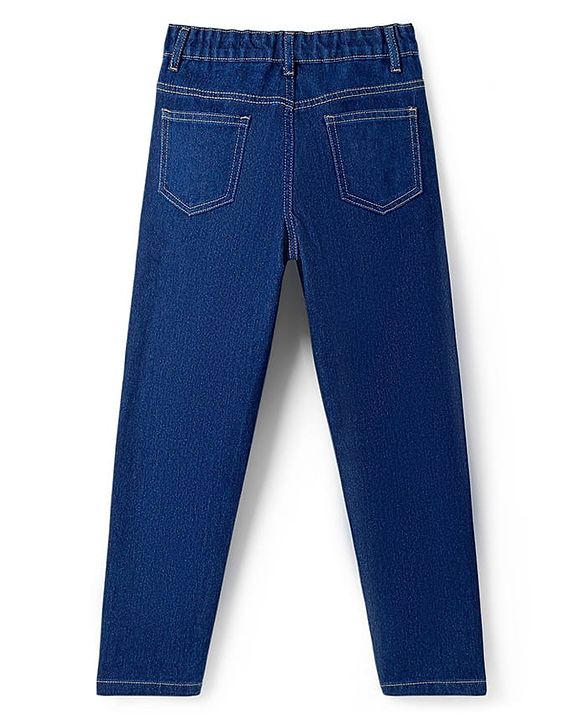 Pine Kids Woven Full Length Washed Denim Jeans - Navy Blue