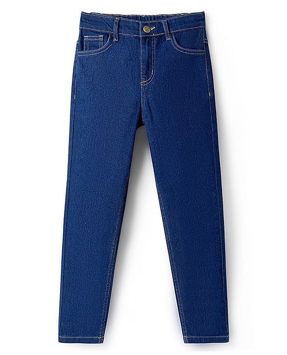 Pine Kids Woven Full Length Washed Denim Jeans - Navy Blue