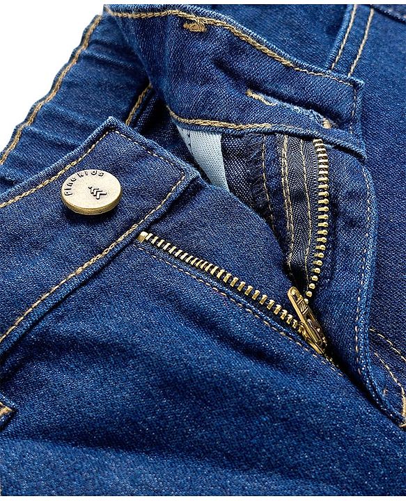 Pine Kids Woven Full Length Washed Denim Jeans - Navy Blue