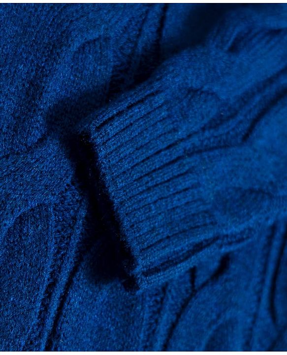 Babyhug Knit Full Sleeves Pullover Woollen Dress with Cable Knit Design - Navy Blue