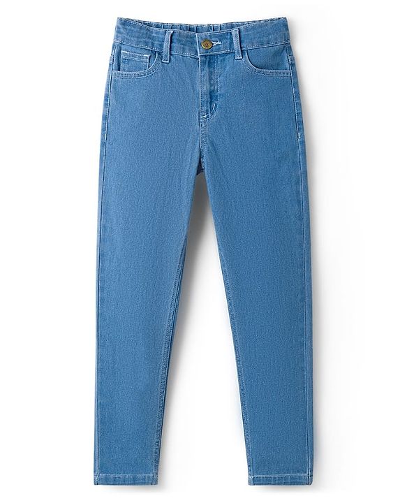 Pine Kids Woven Full Length Washed Denim Jeans - Light Blue